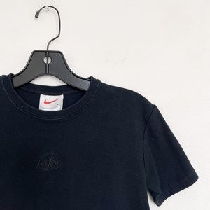 Vintage Nike Logo Embroidered Thick Knit Black Short Sleeve Shirt